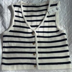 Abercrombie & Fitch Mara Striped Knit Button-Up Vest